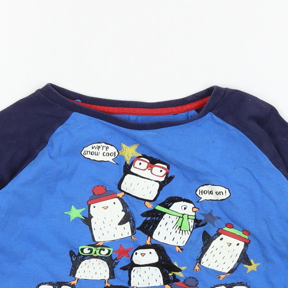 Nutmeg Boys Blue Geometric Jersey  Pyjama Top Size 4-5 Years  - Penguin