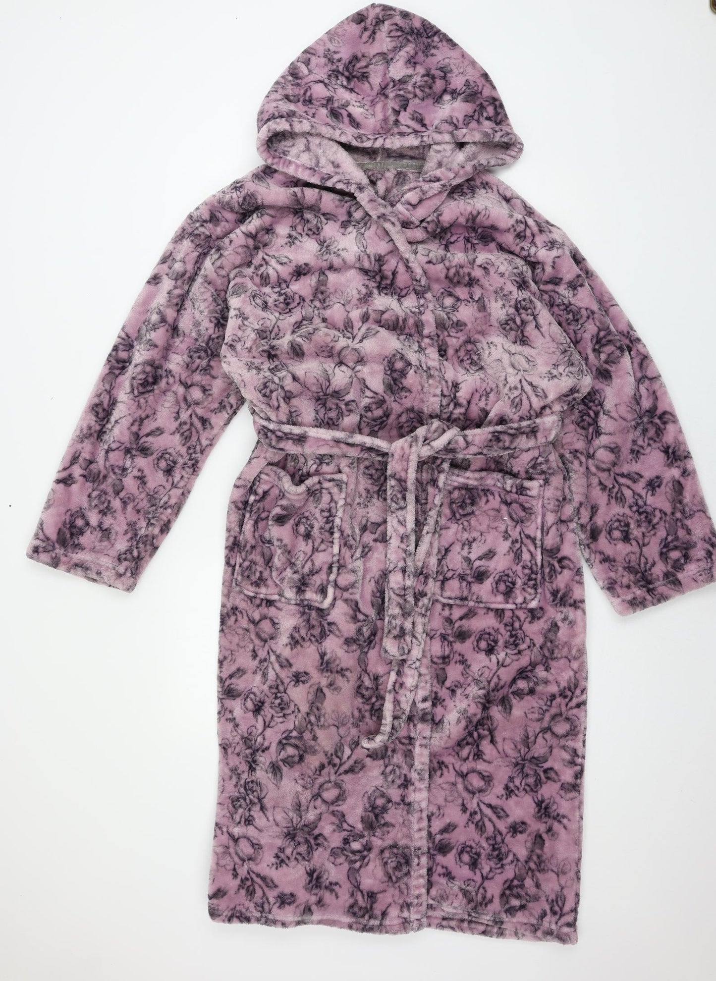 George Womens Purple Floral Microfibre Top Robe Size L