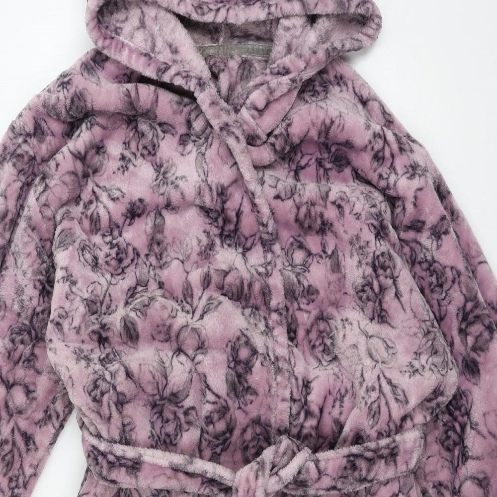 George Womens Purple Floral Microfibre Top Robe Size L