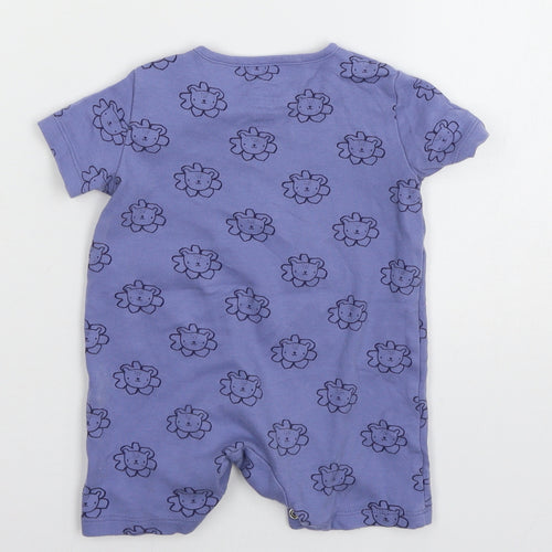 F&F Girls Blue Geometric Jersey Babygrow One-Piece Size 9-12 Months  - Lion