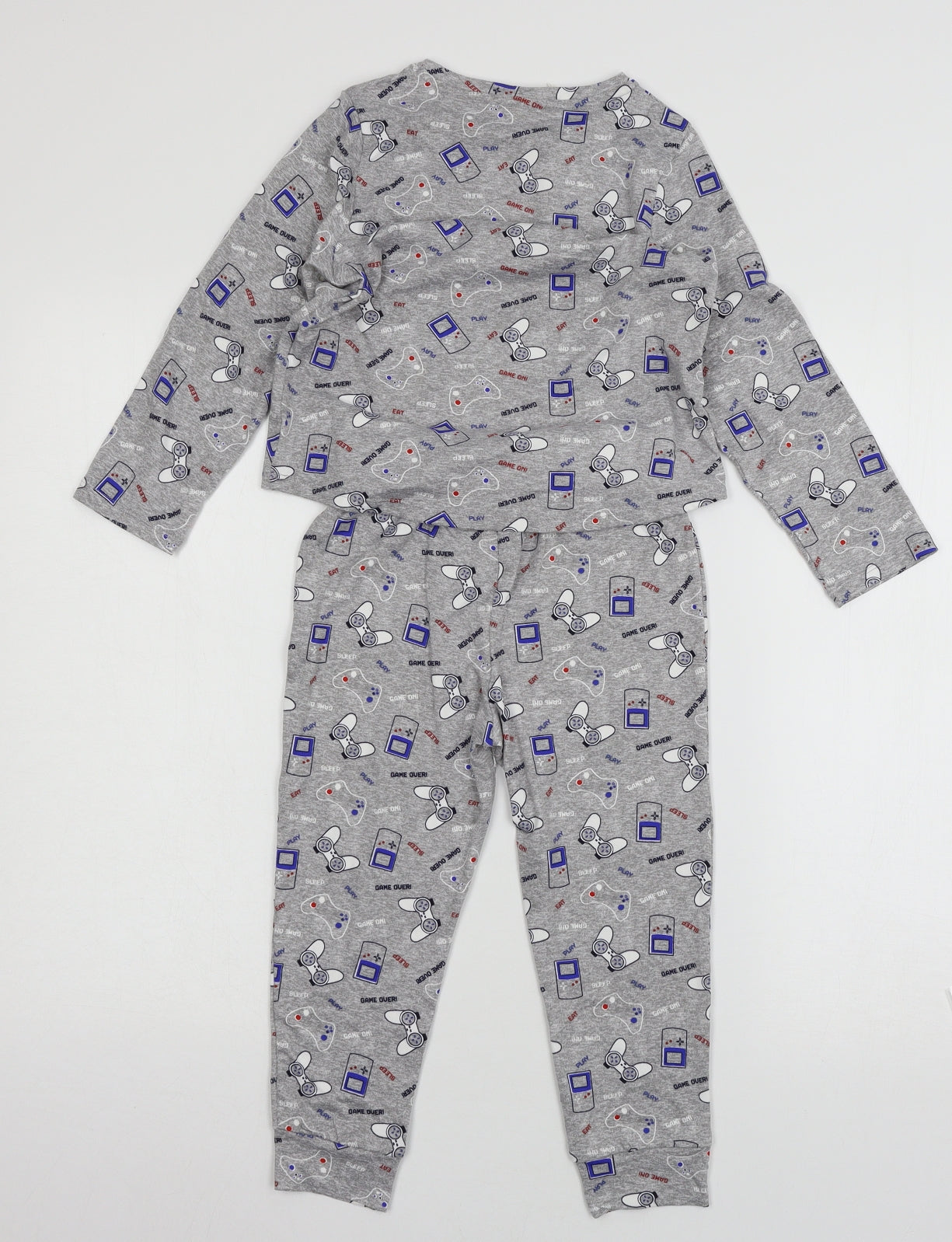 Jeff & Co Boys Grey Geometric Jersey  Pyjama Set Size 4-5 Years  - Gamer