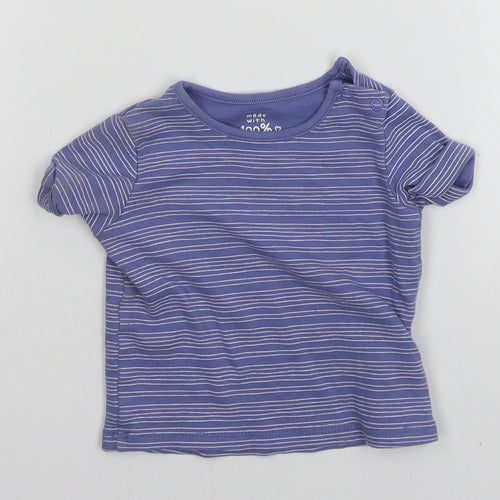 F&F Baby Blue Striped Jersey Basic T-Shirt Size 9-12 Months