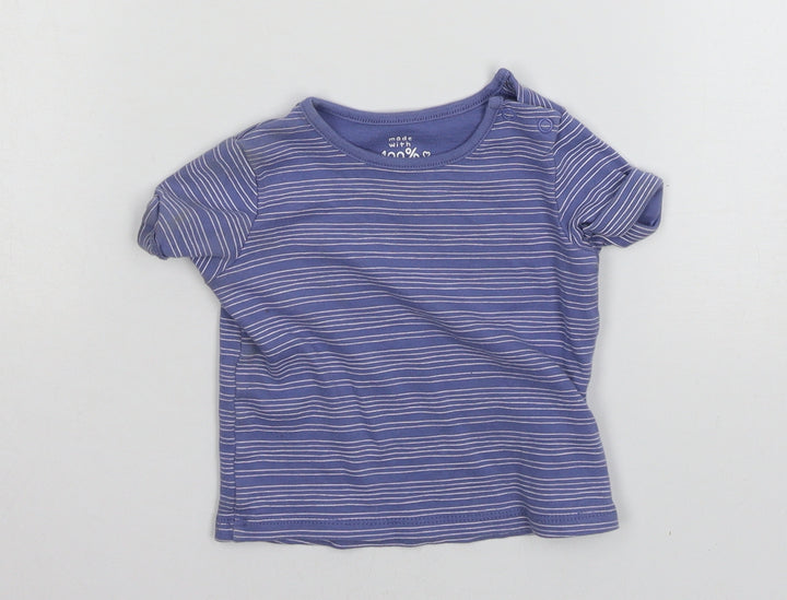 F&F Baby Blue Striped Jersey Basic T-Shirt Size 9-12 Months