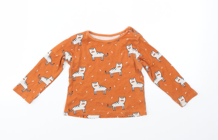 TU Boys Orange Animal Print  Basic T-Shirt Size 9-12 Months