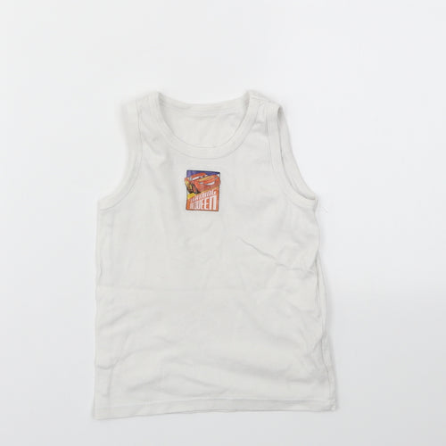 CARS Boys White   Basic T-Shirt Size 3-4 Years