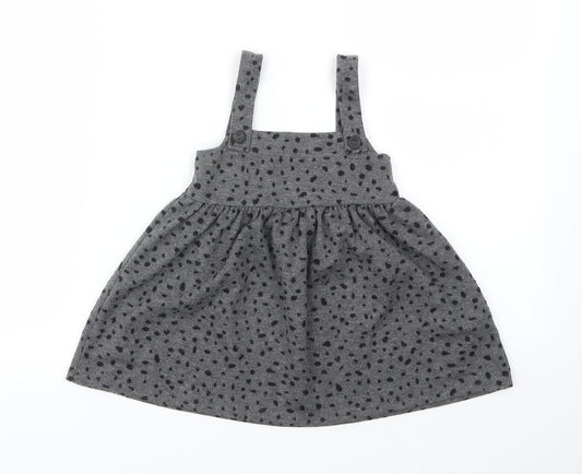 Front view of George girls’ grey animal print fit & flare, size 12-18, months