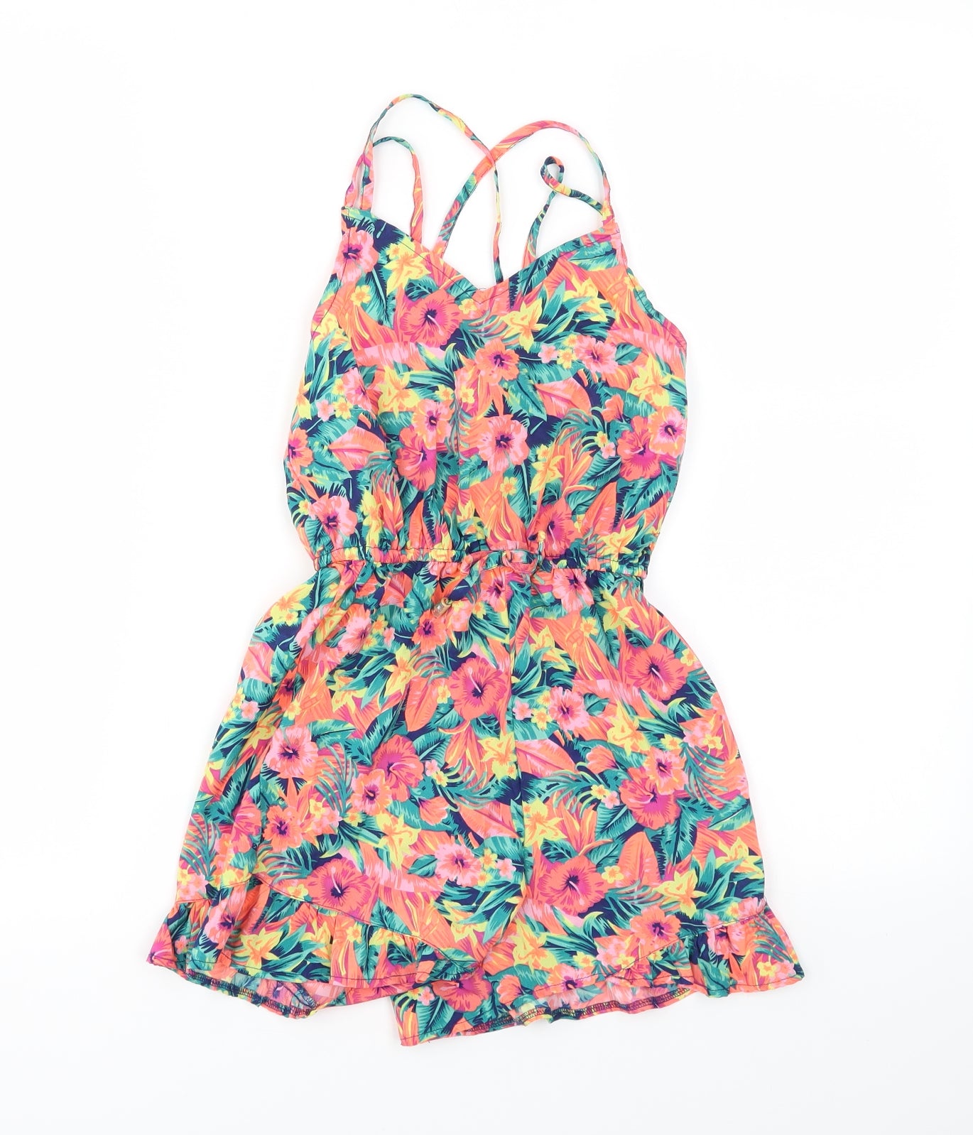 Primark Girls Multicoloured Floral  Jumpsuit One-Piece Size 8-9 Years
