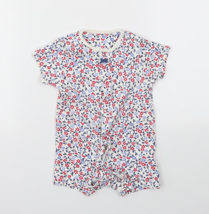M&S Girls Multicoloured Floral Babygrow One-Piece Size 6-9 Months