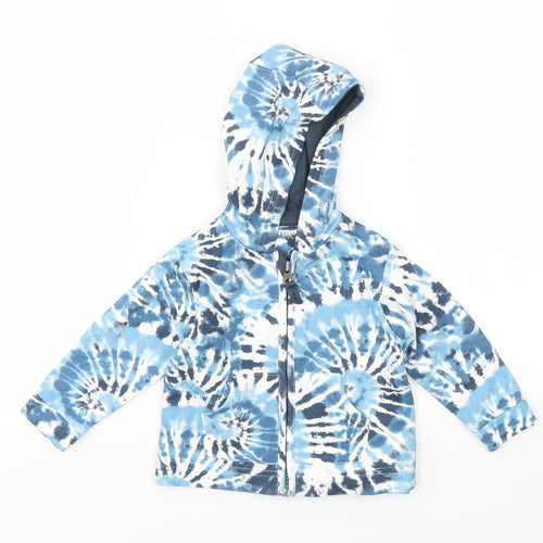 Nutmeg Girls Blue Geometric  Full Zip Jumper Size 3-6 Months