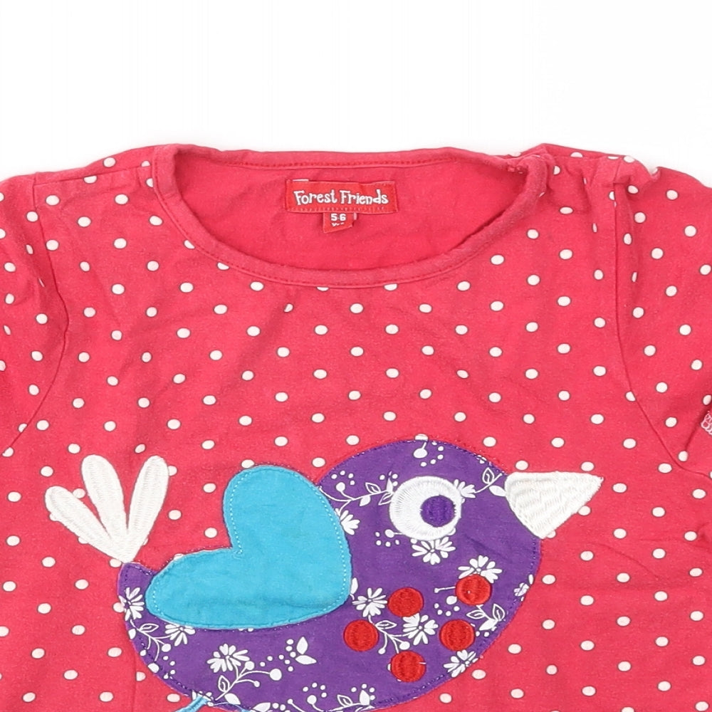 FOREST FRIENDS Girls Red Polka Dot  Basic T-Shirt Size 5-6 Years