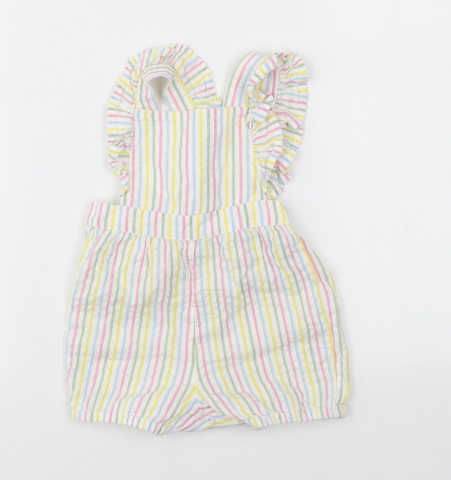 TU Girls Multicoloured Striped  Dungaree One-Piece Size 6-9 Months