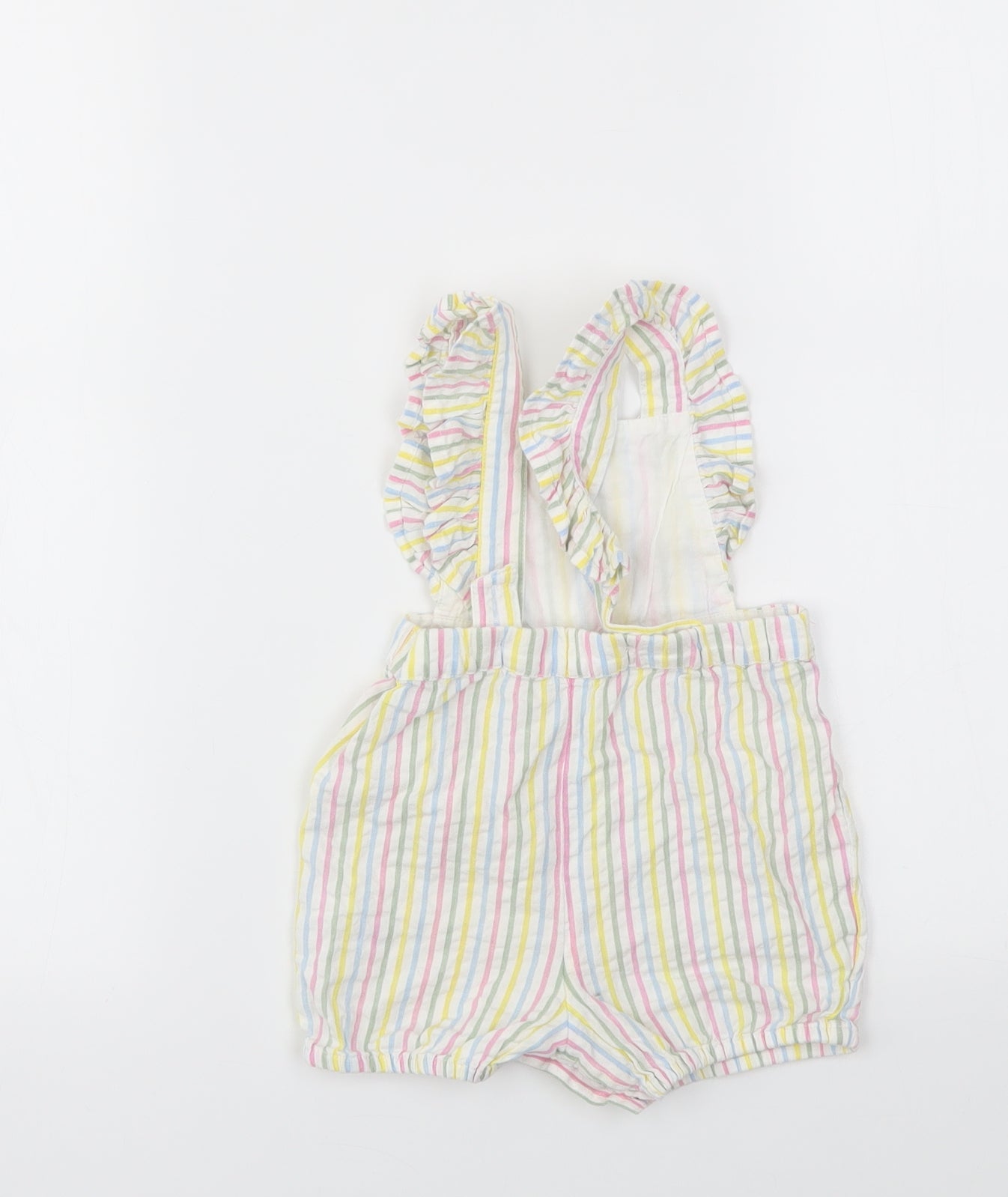 TU Girls Multicoloured Striped  Dungaree One-Piece Size 6-9 Months