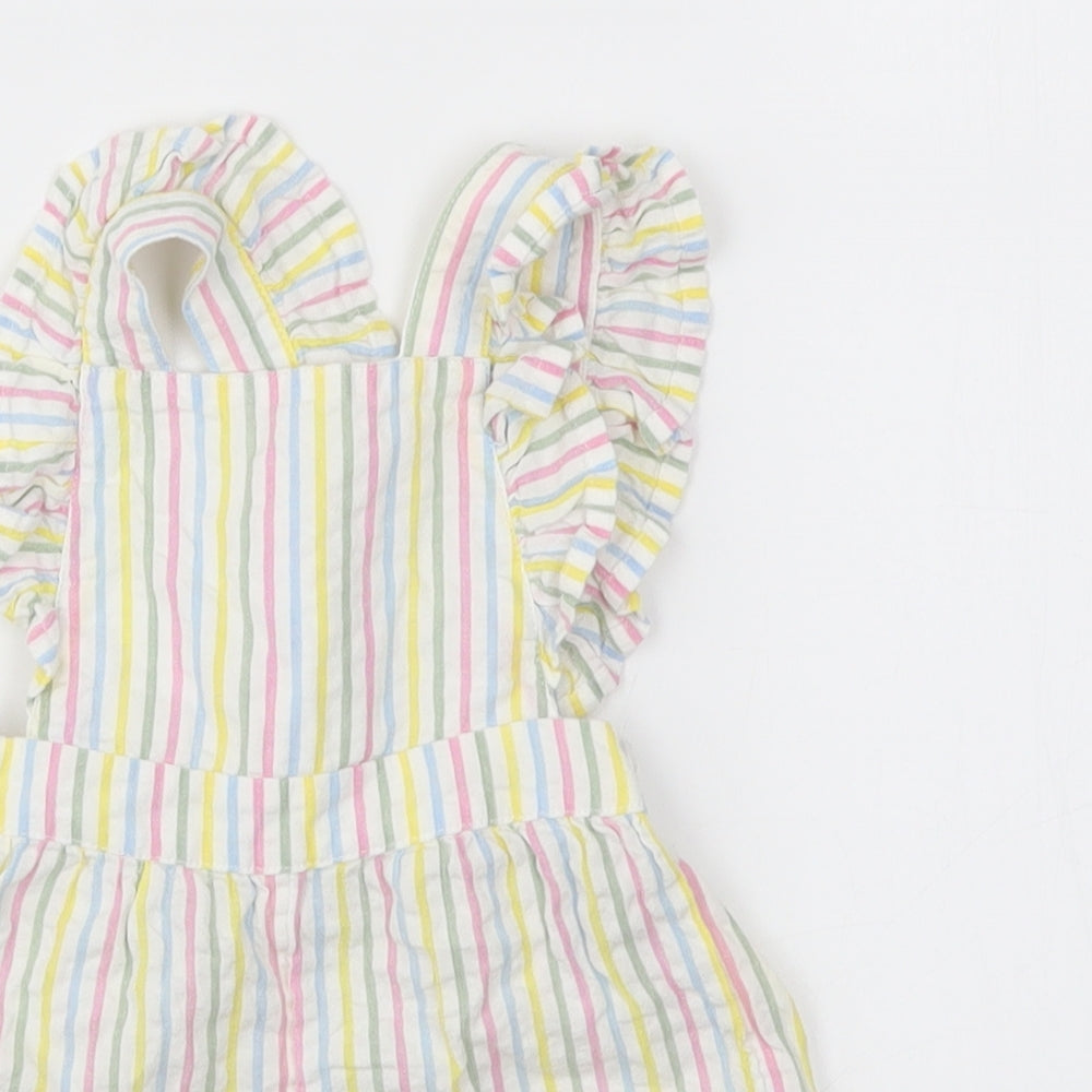 TU Girls Multicoloured Striped  Dungaree One-Piece Size 6-9 Months