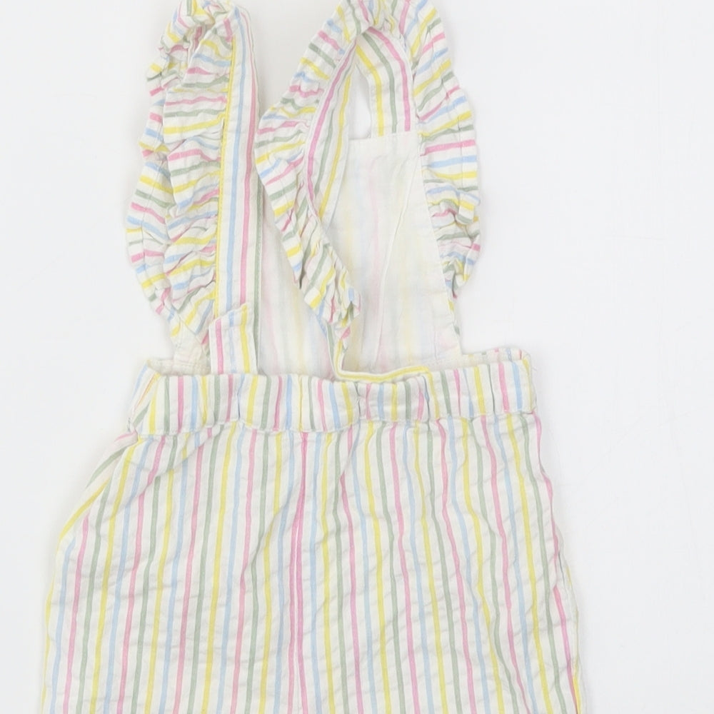 TU Girls Multicoloured Striped  Dungaree One-Piece Size 6-9 Months