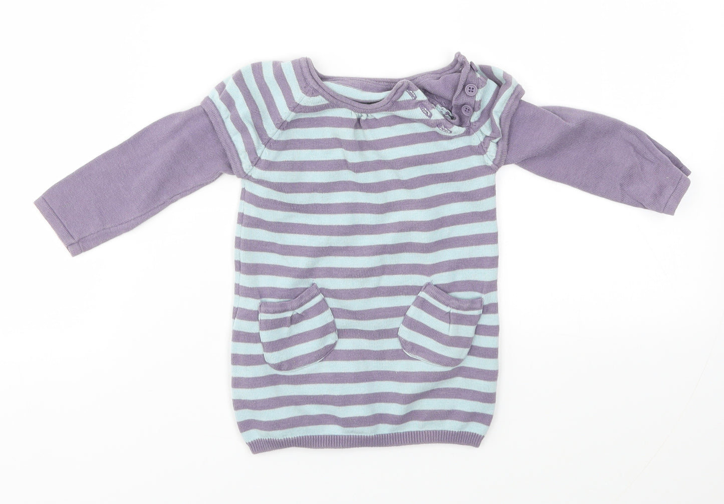 Matalan Girls Multicoloured Striped  Jumper Dress  Size 9-12 Months