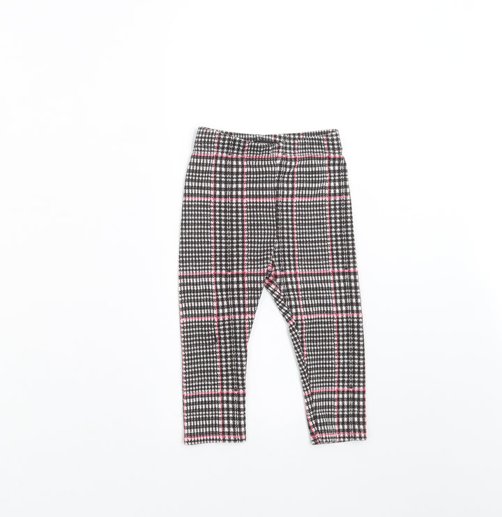George Girls Black Check Trousers Size 12-18 Months - Leggings