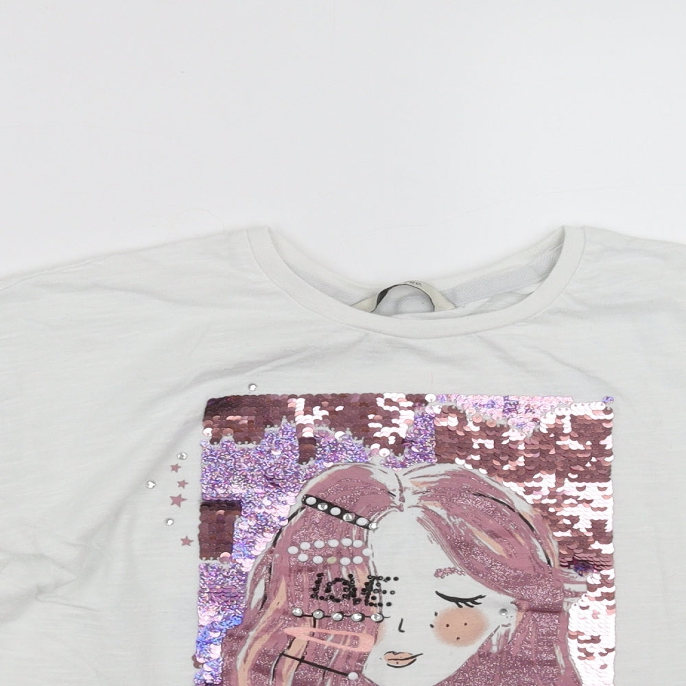 George Girls White   Basic T-Shirt Size 11-12 Years  - girl