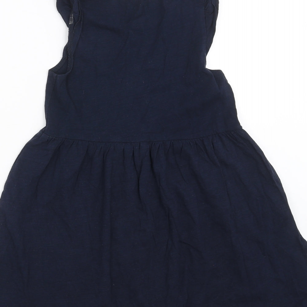 H&M Girls Blue   T-Shirt Dress  Size 6-7 Years  - heart