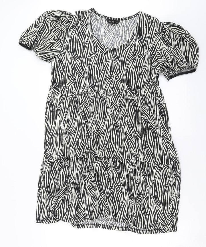 F&F Womens Beige Animal Print T-Shirt Dress Size 12