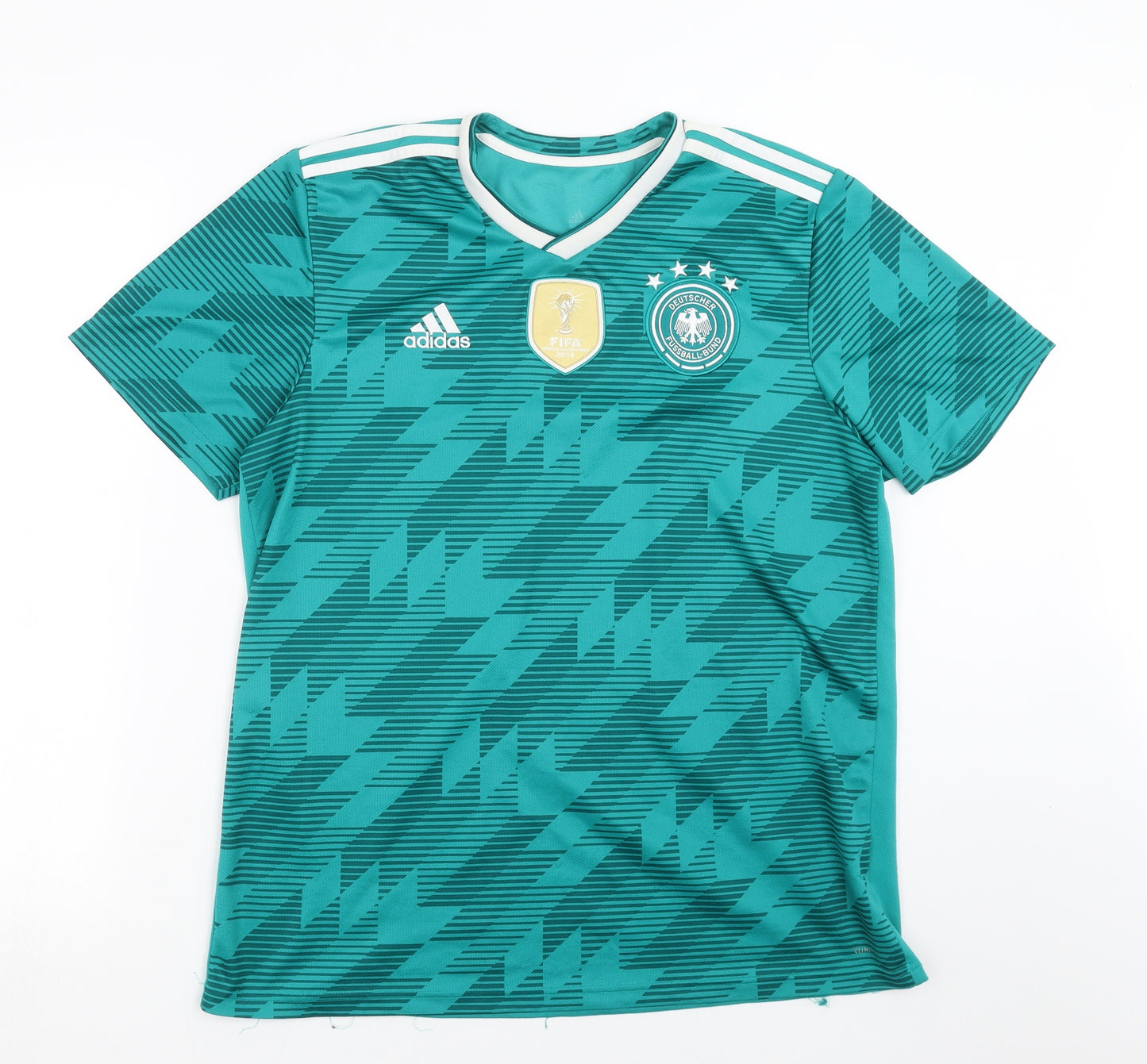 adidas Mens Green Geometric  Basic T-Shirt Size L  - fifa 2014