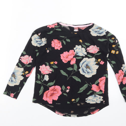 Old Navy Womens Black Floral  Basic T-Shirt Size 8