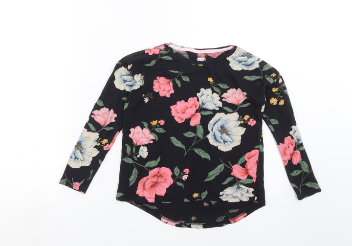 Old Navy Womens Black Floral Basic T-Shirt Size 8