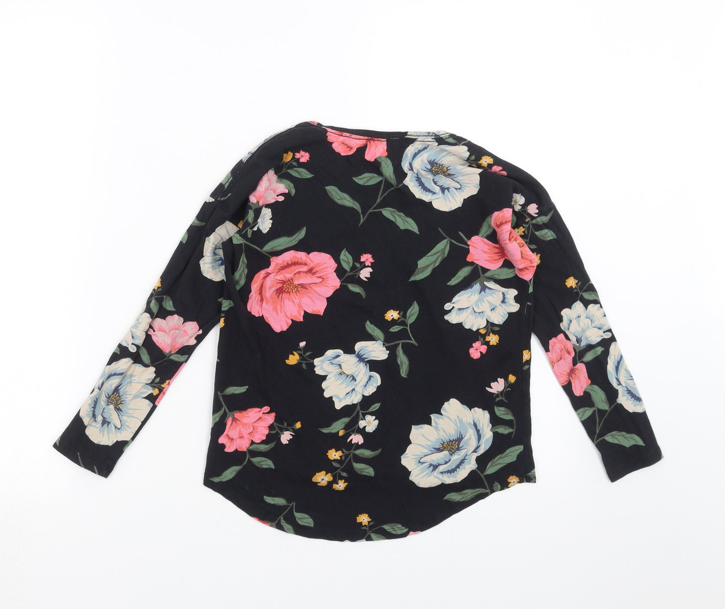 Old Navy Womens Black Floral  Basic T-Shirt Size 8