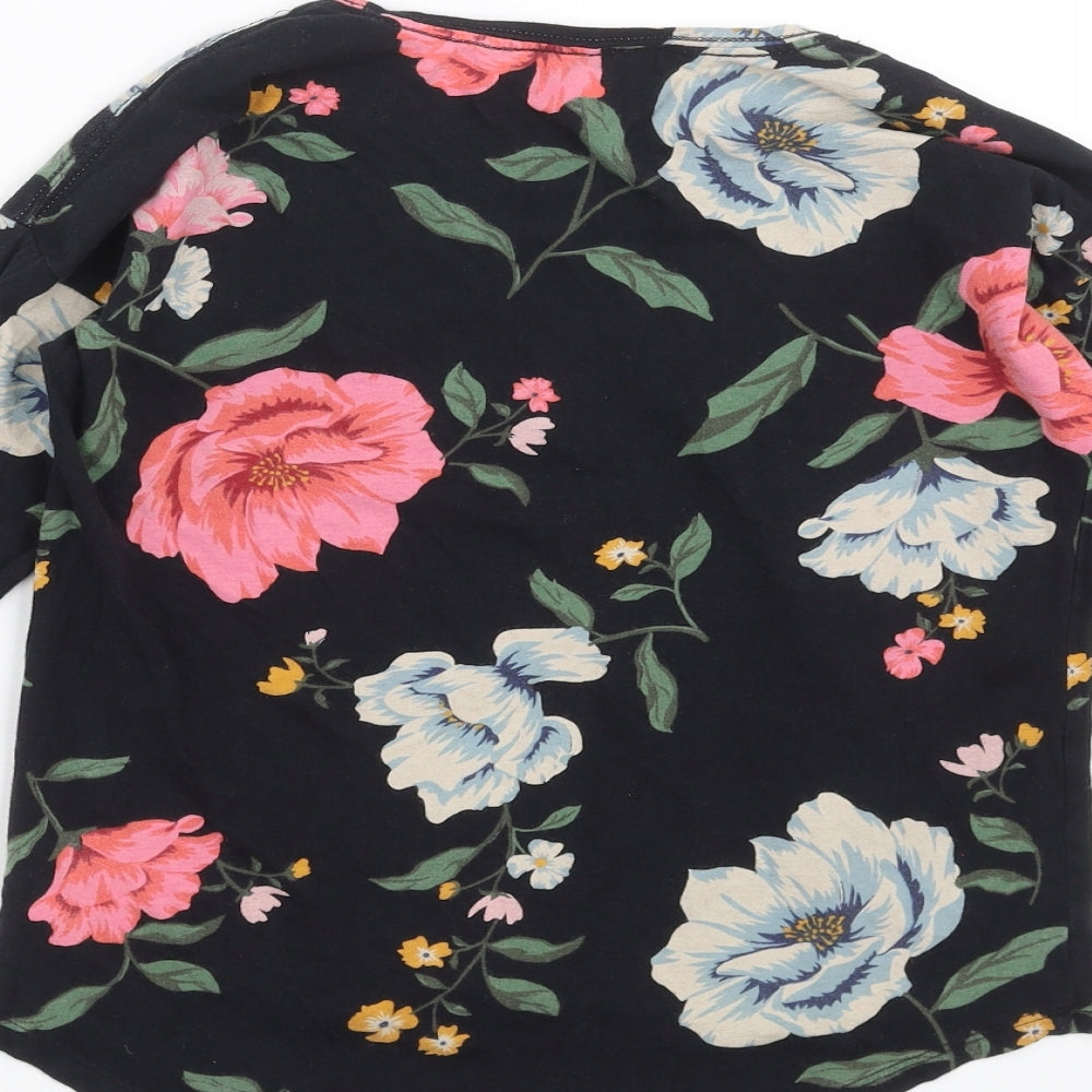 Old Navy Womens Black Floral  Basic T-Shirt Size 8