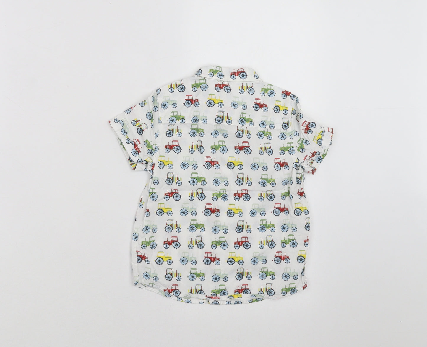 M&Co Boys White   Basic Button-Up Size 2-3 Years  - Tractor