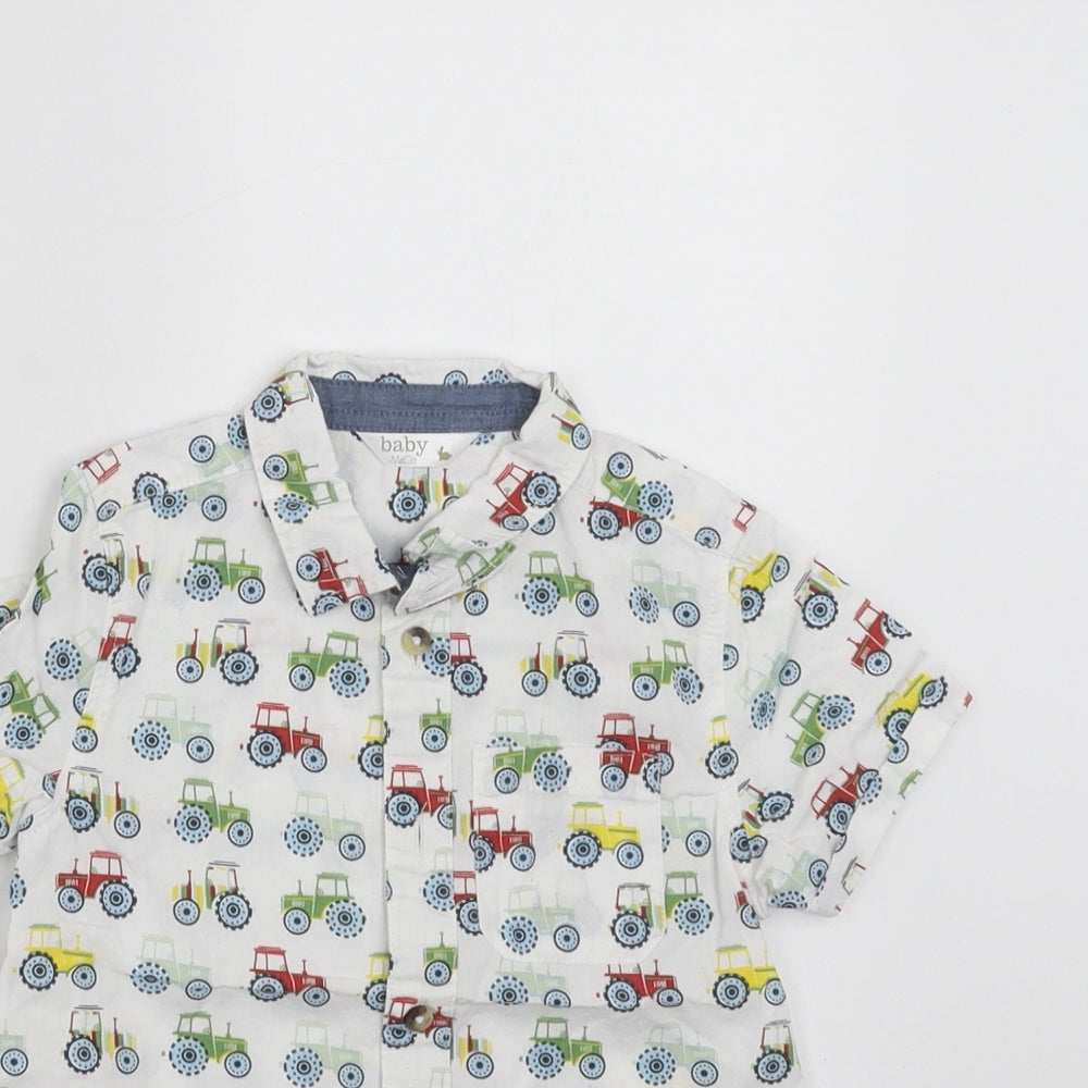 M&Co Boys White   Basic Button-Up Size 2-3 Years  - Tractor