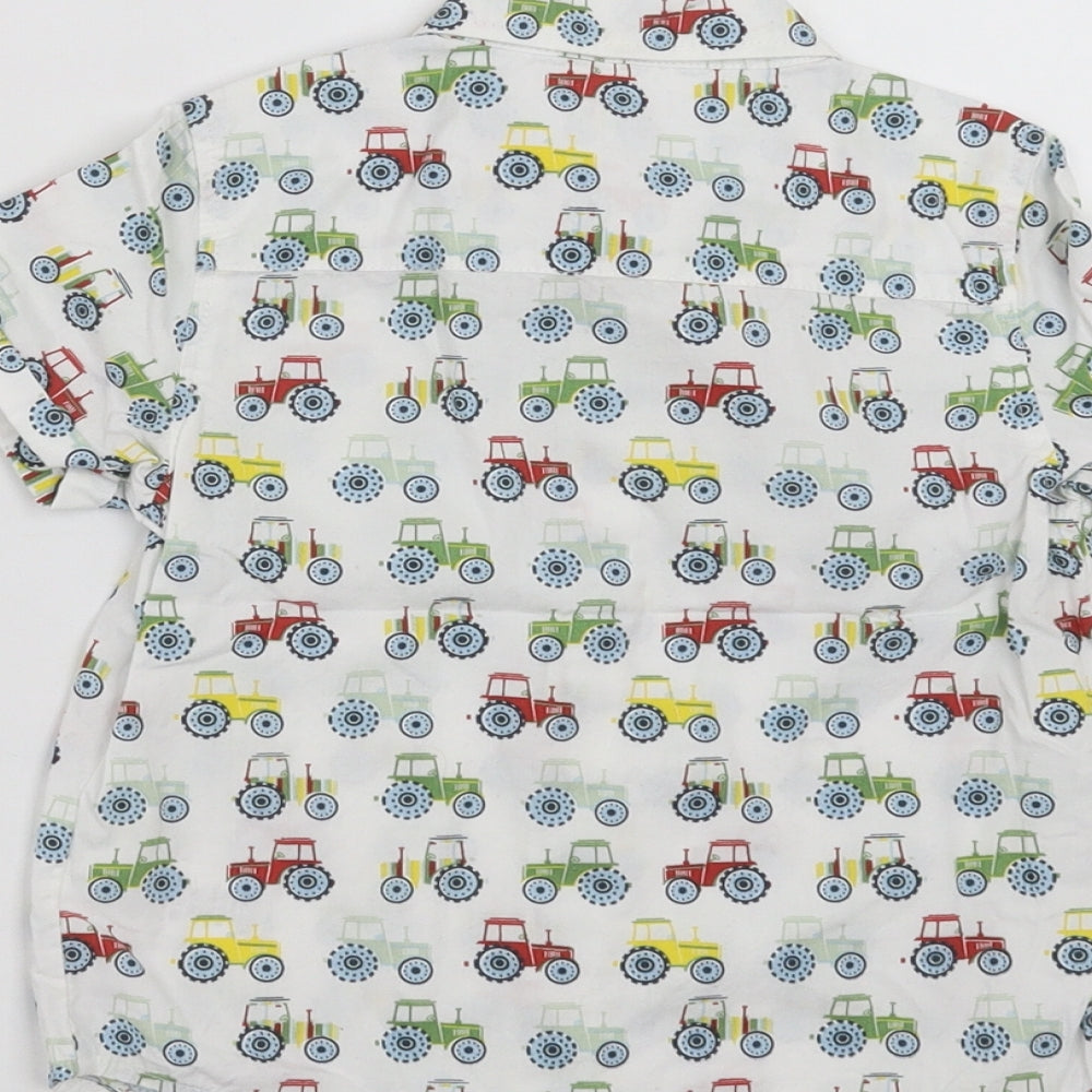 M&Co Boys White   Basic Button-Up Size 2-3 Years  - Tractor