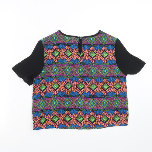 Ribbon Womens Multicoloured Geometric  Basic Blouse Size 8