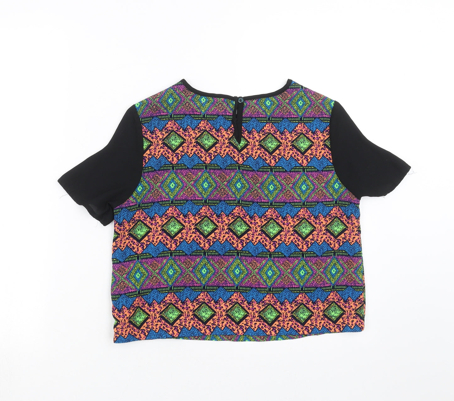 Ribbon Womens Multicoloured Geometric  Basic Blouse Size 8