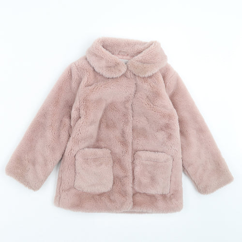 TU Girls Pink   Jacket Coat Size 4-5 Years  - furry