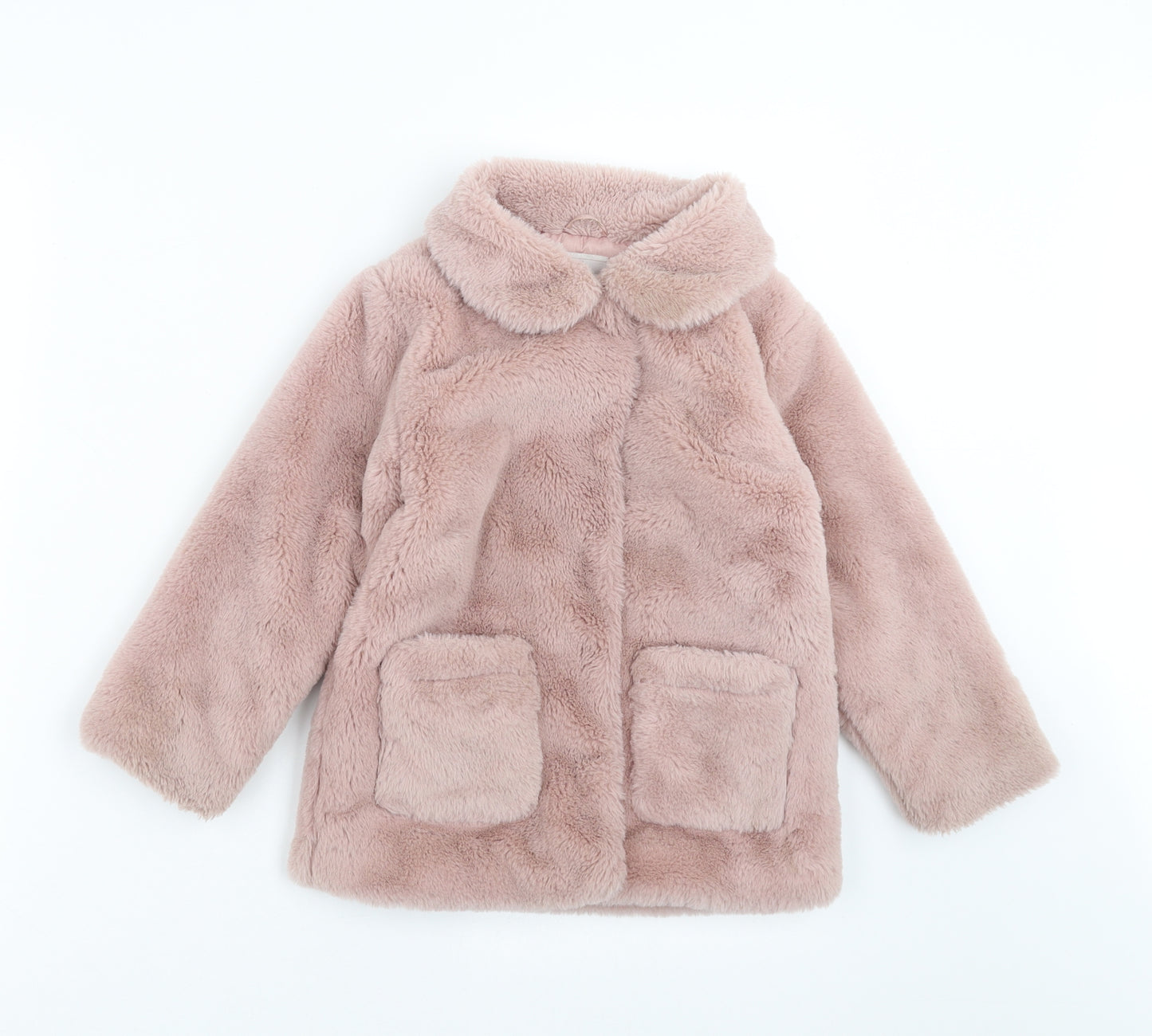 TU Girls Pink   Jacket Coat Size 4-5 Years  - furry