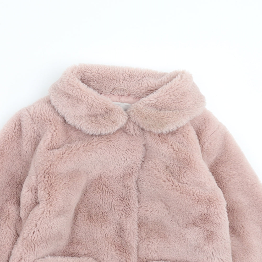TU Girls Pink   Jacket Coat Size 4-5 Years  - furry