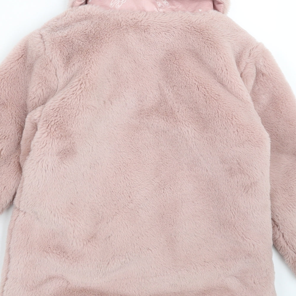 TU Girls Pink   Jacket Coat Size 4-5 Years  - furry