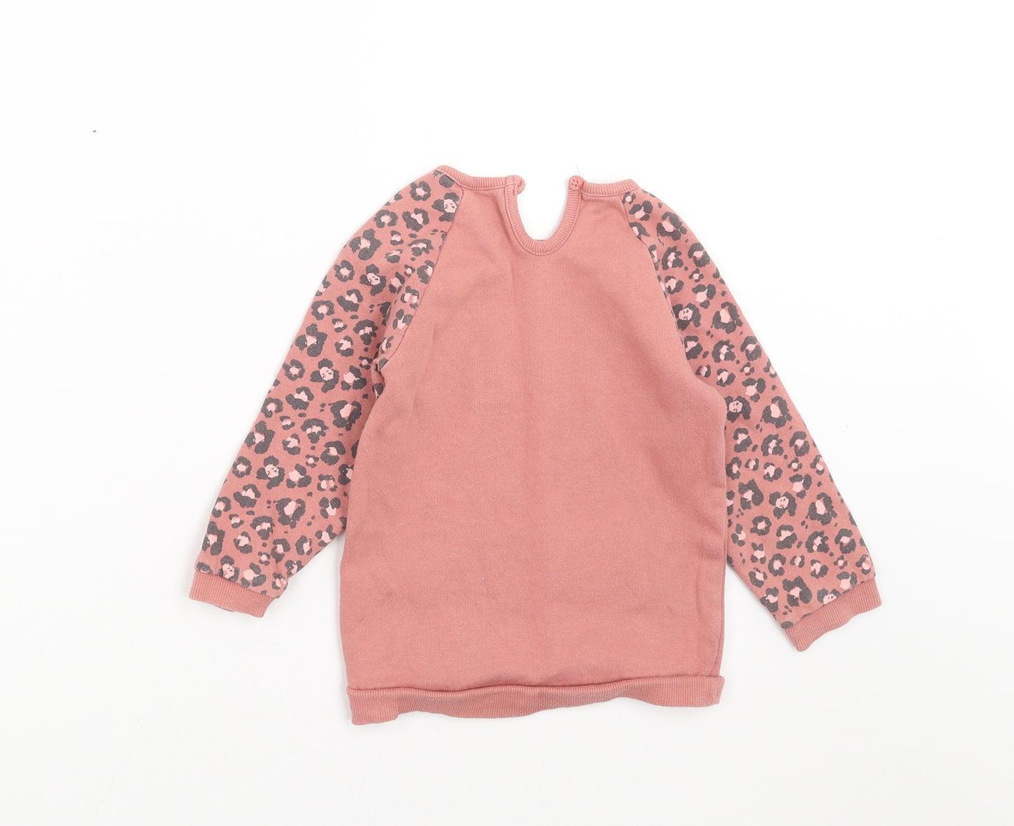 George Girls Pink Animal Print  Pullover Jumper Size 18-24 Months  - minnie mouse
