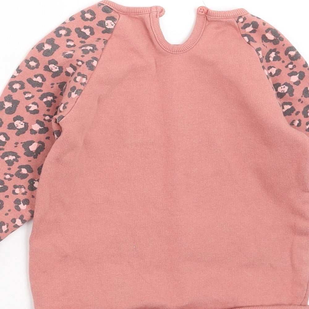 George Girls Pink Animal Print  Pullover Jumper Size 18-24 Months  - minnie mouse
