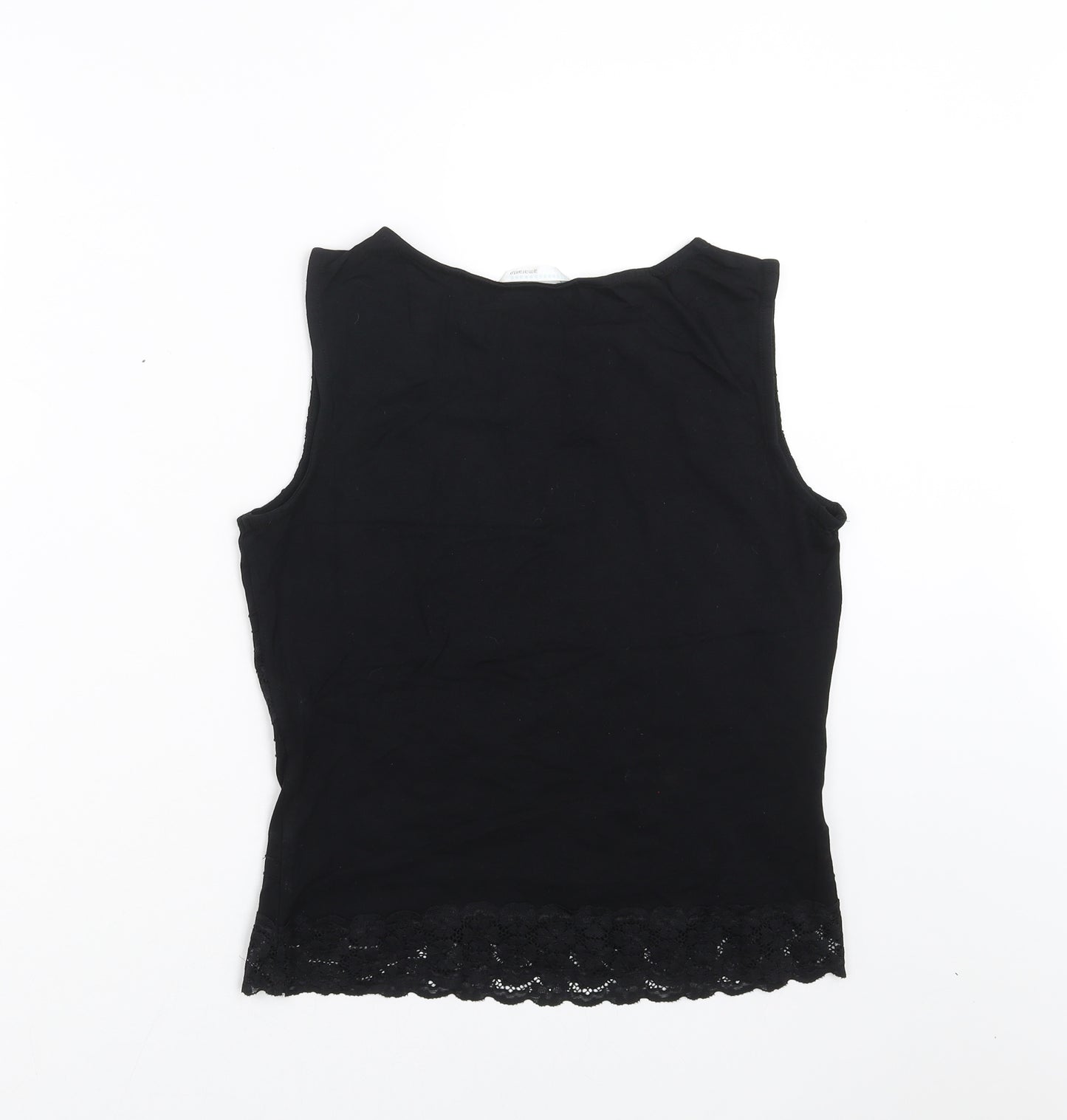 AMARANTO Womens Black Floral  Basic T-Shirt Size 14  - Lace Detail