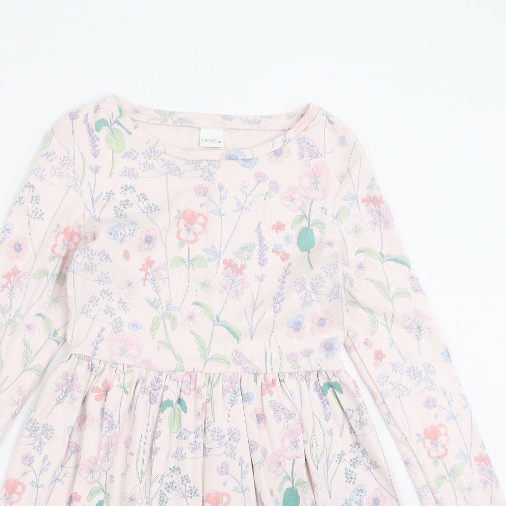 NEXT Girls Pink Floral  T-Shirt Dress  Size 9 Years