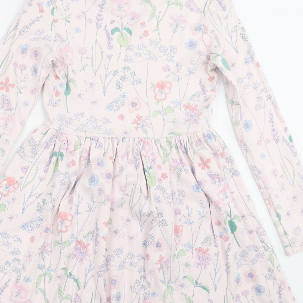 NEXT Girls Pink Floral  T-Shirt Dress  Size 9 Years