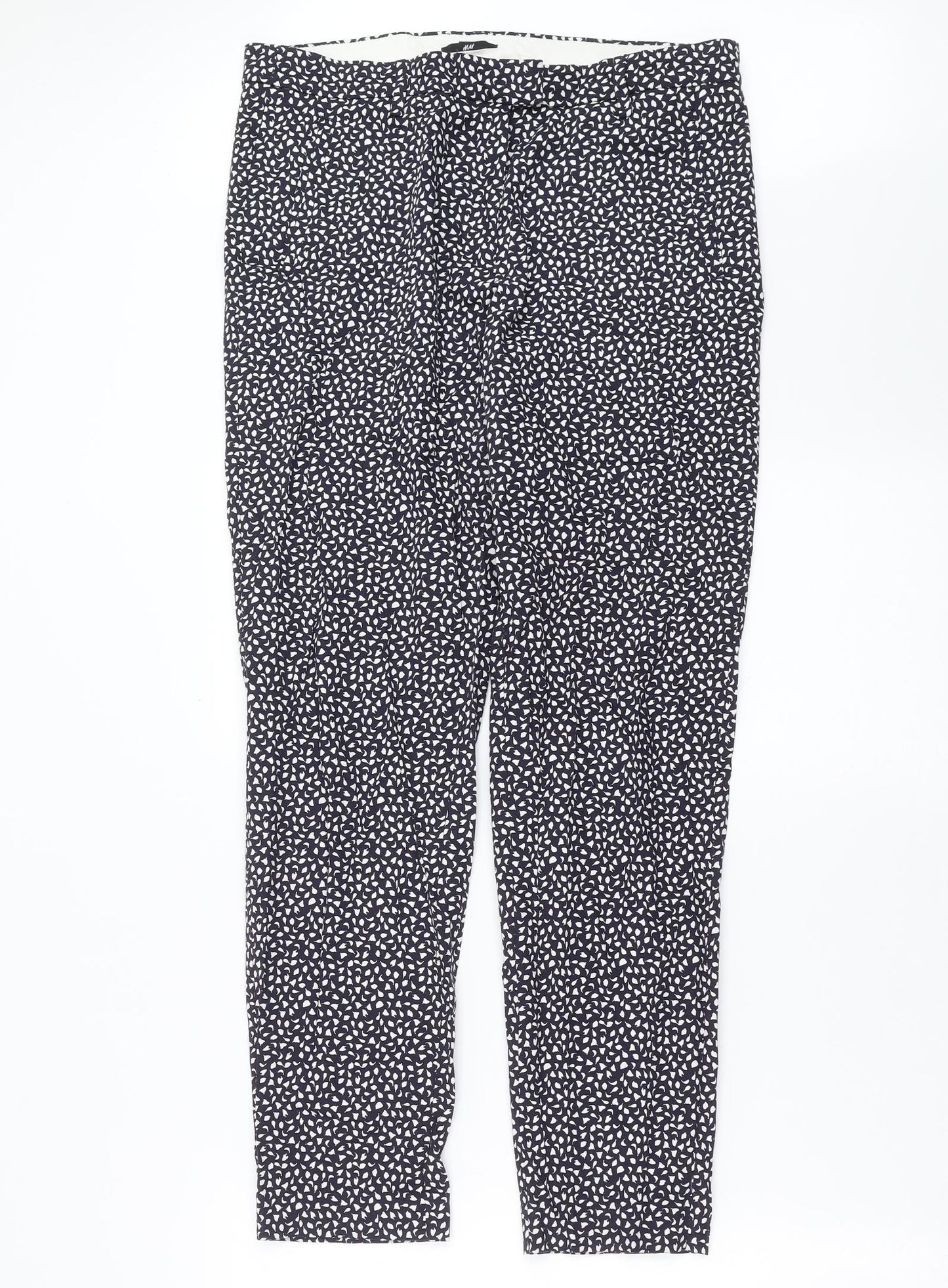 H&M Womens Blue Geometric  Trousers  Size 12 L28 in