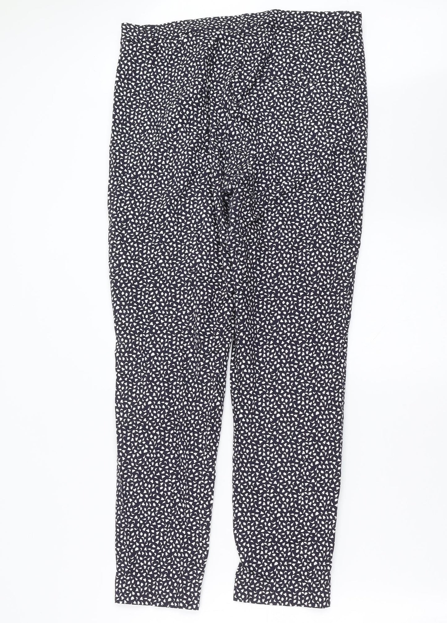 H&M Womens Blue Geometric  Trousers  Size 12 L28 in