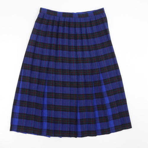 St Michael Womens Blue Plaid  A-Line Skirt Size 14  - pleated