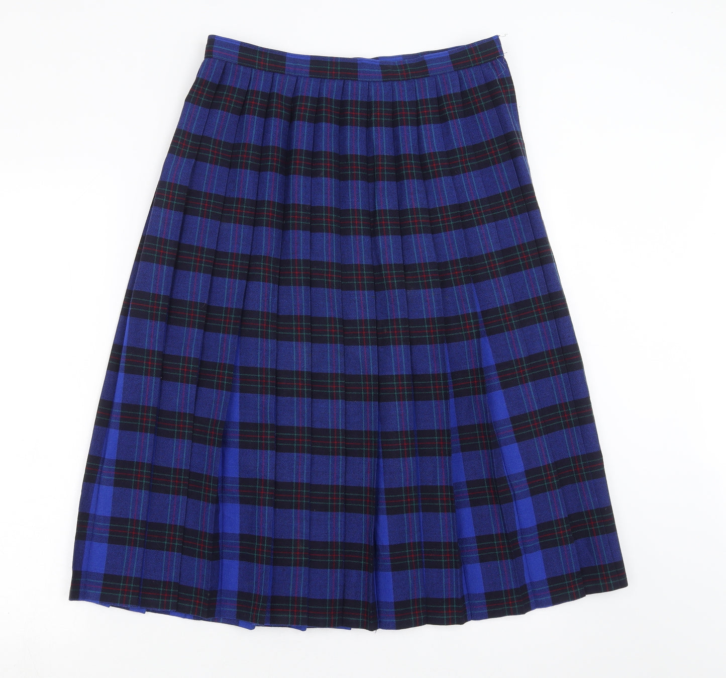 St Michael Womens Blue Plaid  A-Line Skirt Size 14  - pleated