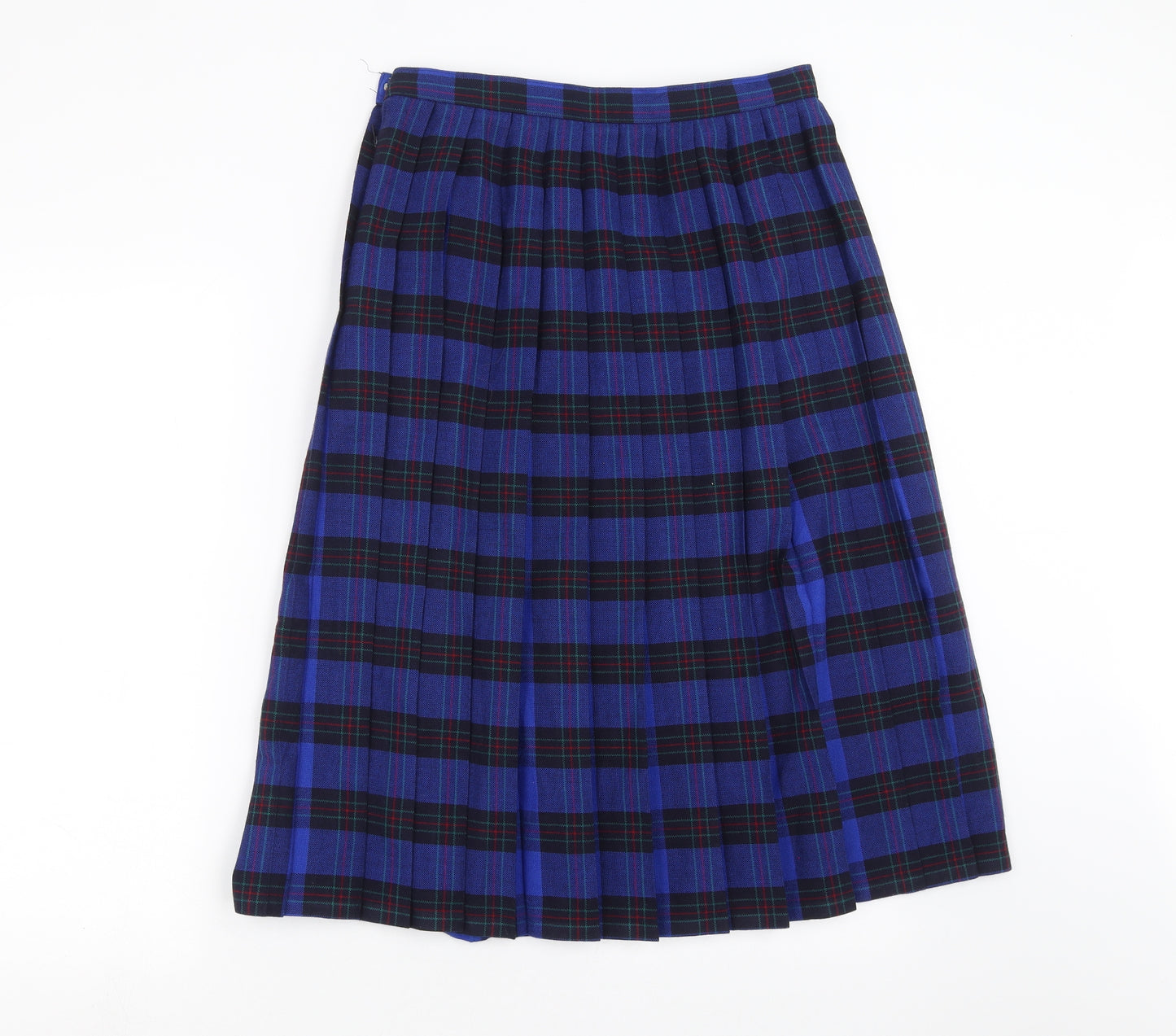 St Michael Womens Blue Plaid  A-Line Skirt Size 14  - pleated