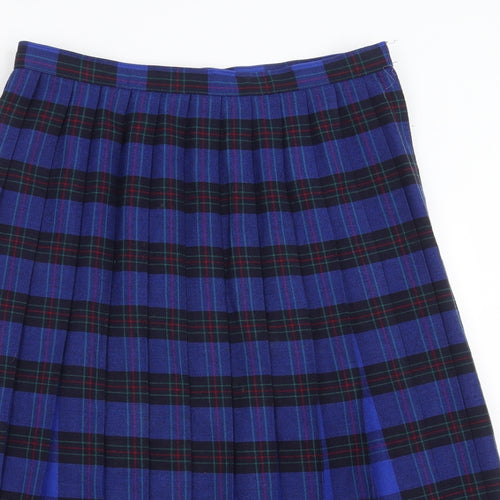 St Michael Womens Blue Plaid  A-Line Skirt Size 14  - pleated