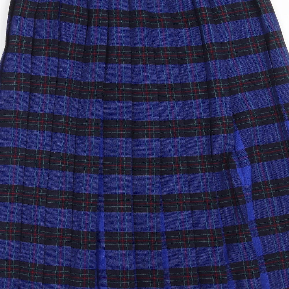 St Michael Womens Blue Plaid  A-Line Skirt Size 14  - pleated