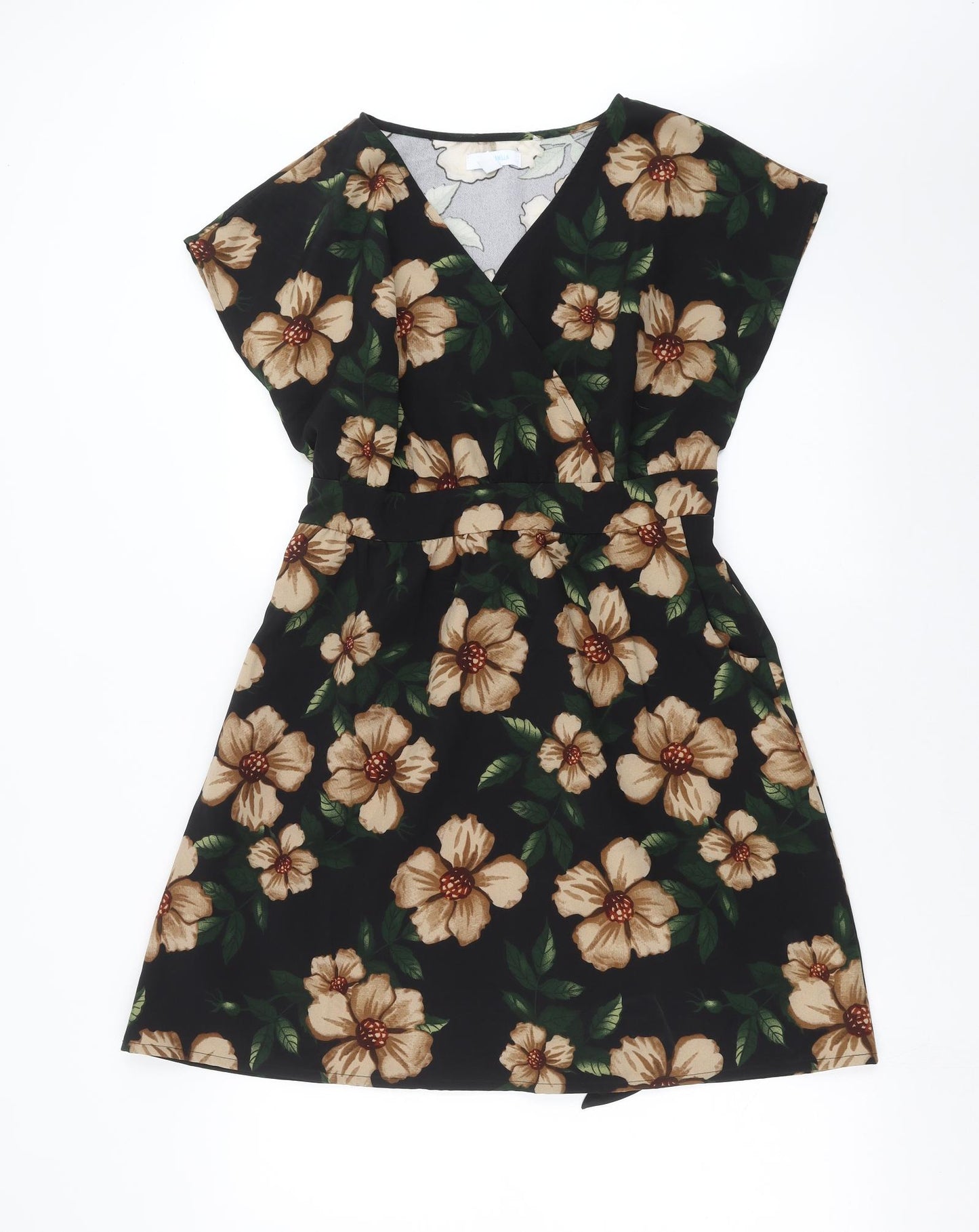 Blue Vanilla Womens Black Floral  Fit & Flare  Size 14